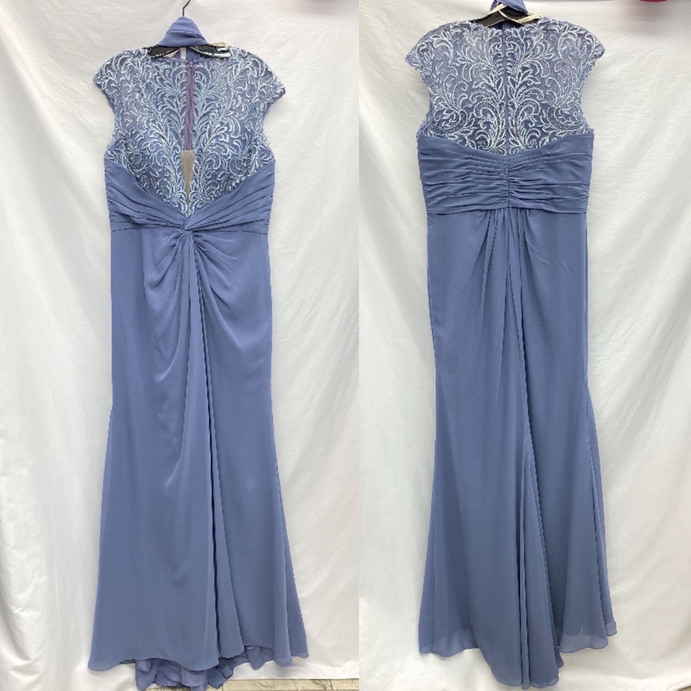 Cameron Blake by Mon Cheri embellished V-Neck cap sleeves long evening Gown - Picture 2 of 7